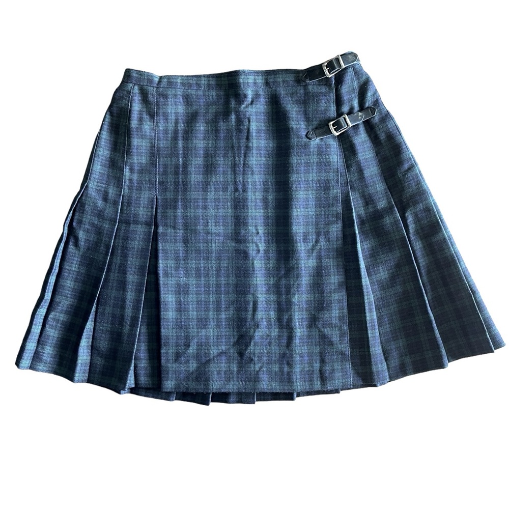 Vintage Maurices Pleated Plaid Mini Wrap Skirt